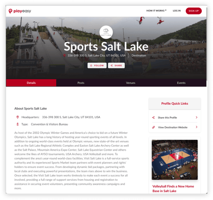 Sports Salt Lake Updated Profile Design